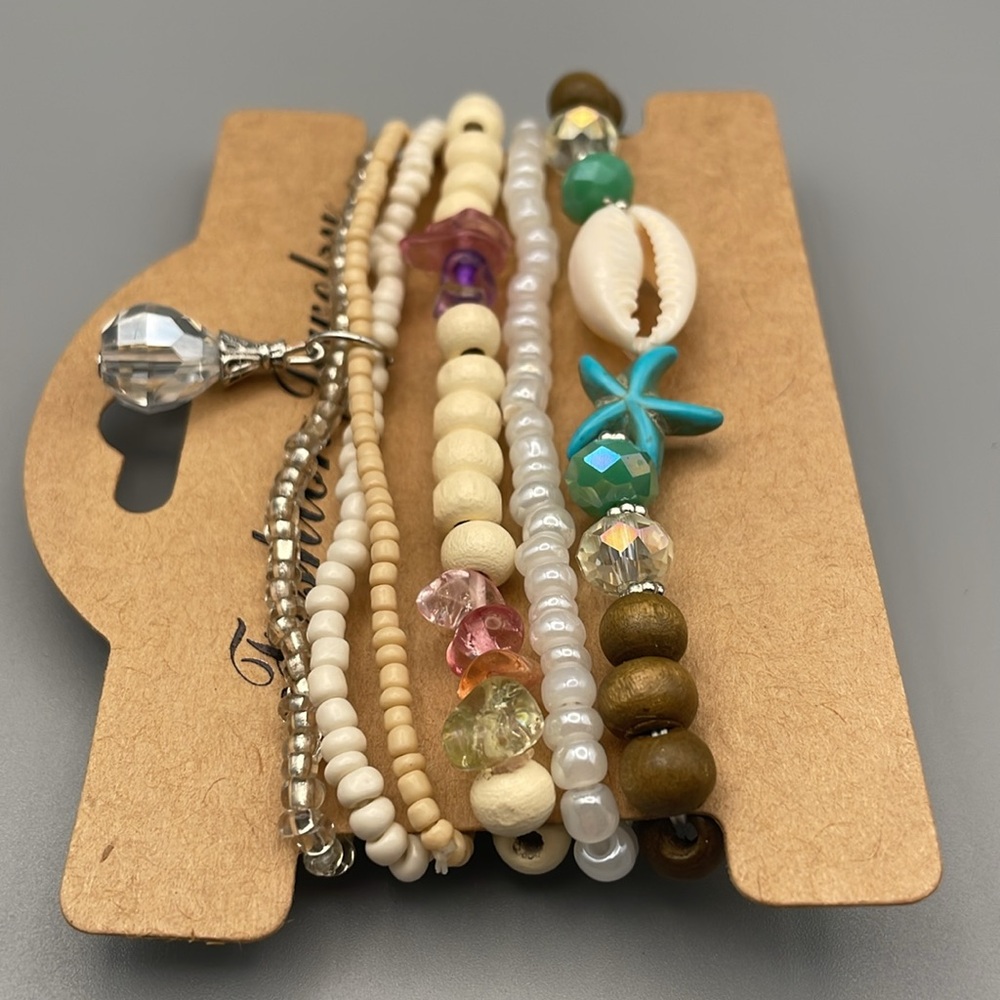 Fashion Jewelry Cream and Brown Layered Bracelet Set - Picture 6 of 6